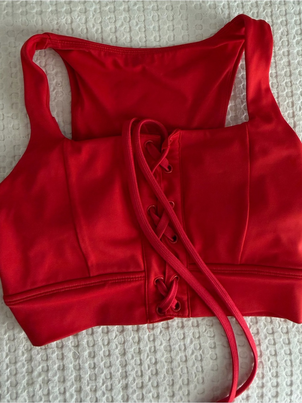 BuffBunny Red Lace-Up Sports Bra